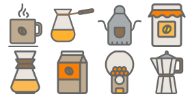 Coffee icon on the left bank Icons