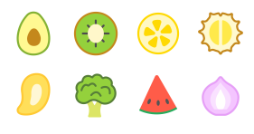 Colorful fruits and vegetables Icons