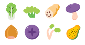 Fresh vegetables and fruits Icon Icons