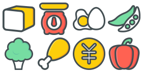 Fresh vegetables with excellent fruits Icons