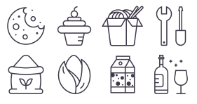 Linear icons commonly used in convenience stores Icons
