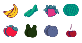 Retro fruit Icons