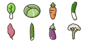 Small leaf seasonal vegetable shop Icons