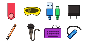 Multi color digital accessories Icons