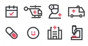 Two color icon of simple medical project Icons