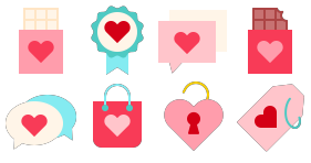 Gift, heart-shaped Icons
