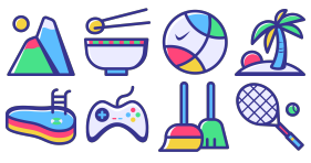 What do you do in summer vacation Icons