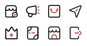 Common two-color linear icons Icons