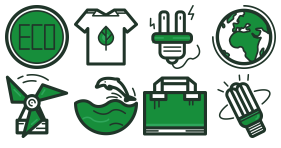 Energy saving and environmental protection (linear filling) Icons