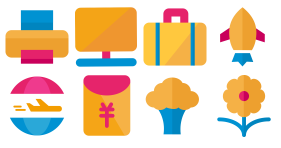 Flat color label Icons