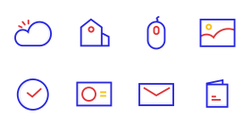 Multicolor flat linear Icon Icons