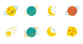 Universe planet (color flat block) Icons