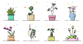 Plant themed life and home furnishings Icons