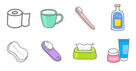 Hand painted icons of daily necessities Icons