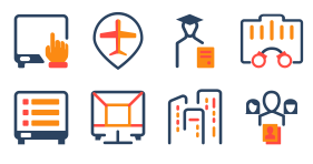 About red orange, blue black Icons